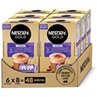 Los mejores  - NESCAFÉ GOLD MOCHA- cremoso café soluble con leche desnatada- Cappuccino SABOR CHOCOLATE- Pack de 6 estuches con 8…